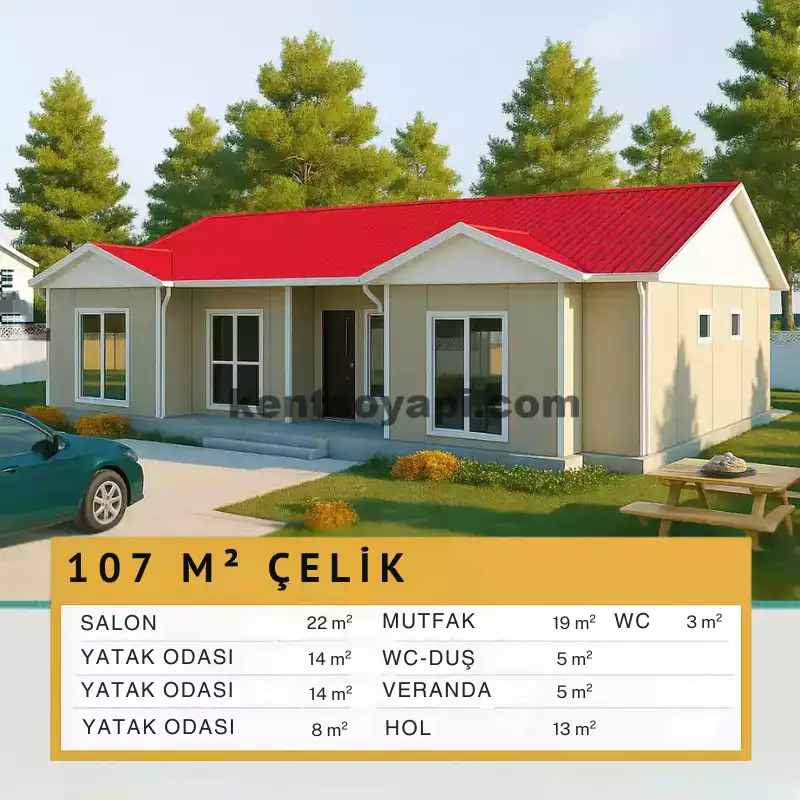 107m² Tek Katlı Çelik Ev
