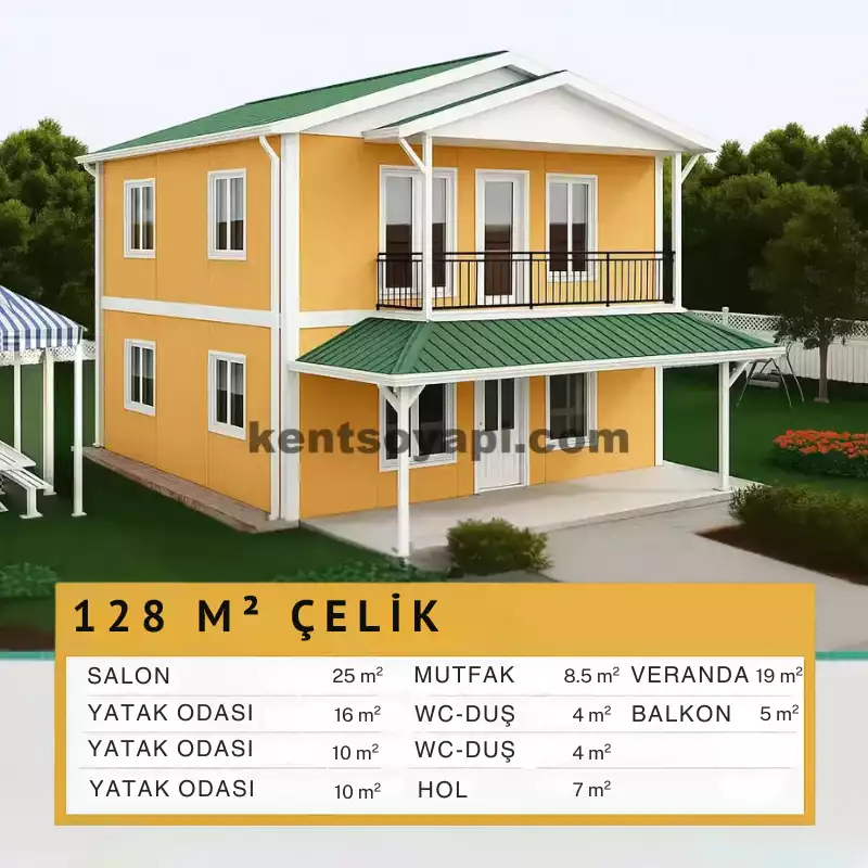 115m² Çift Katlı Çelik Ev