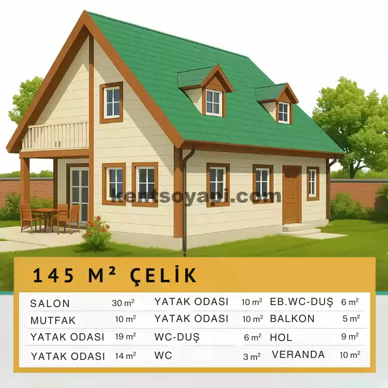 128m² Çift Katlı Çelik Ev