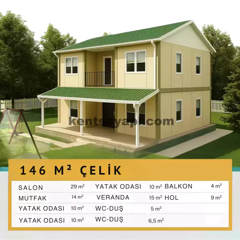 135m² Çift Katlı Çelik Ev