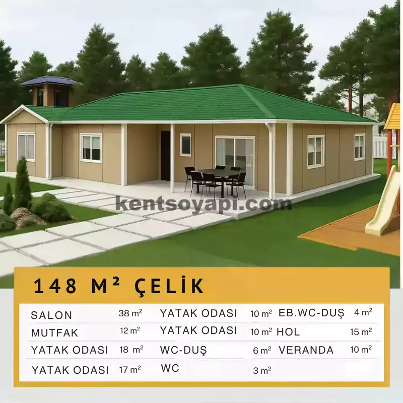 145m² Çift Katlı Çelik Ev