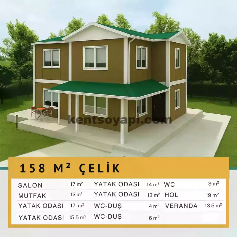 146m² Çift Katlı Çelik Ev