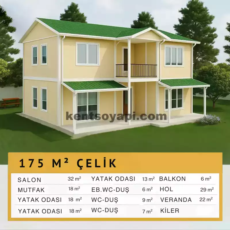 165m² Çift Katlı Çelik Ev